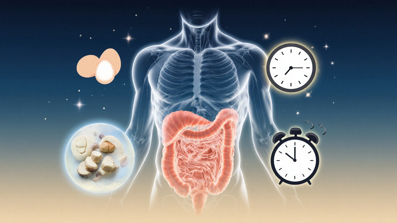 Průhledný lidský trup s tukem na břiše, který mizí, zatímco se rozvíjejí svaly.
