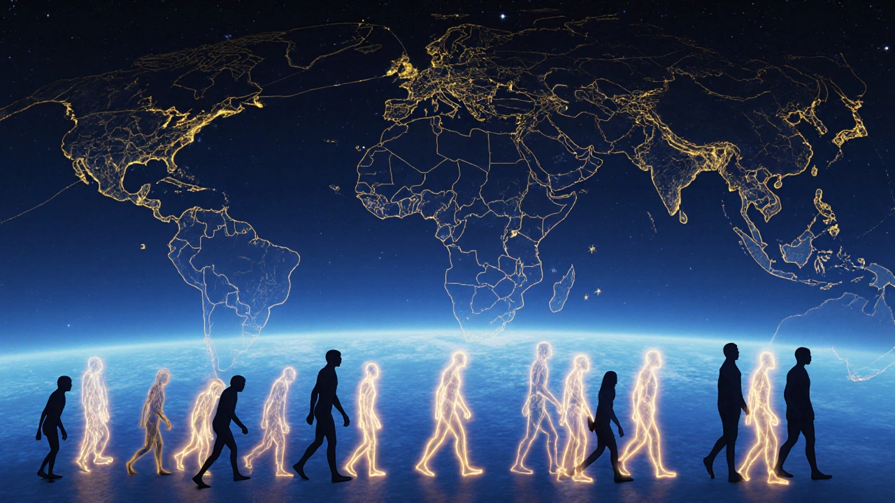 Síť spojených lidí po celé Africe s genetickými linkami a migracemi